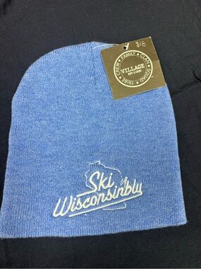 Ski Wisconsinbly Beanie Blue Knit Hat Village Tribe Crew Family Clan Squad NWT
